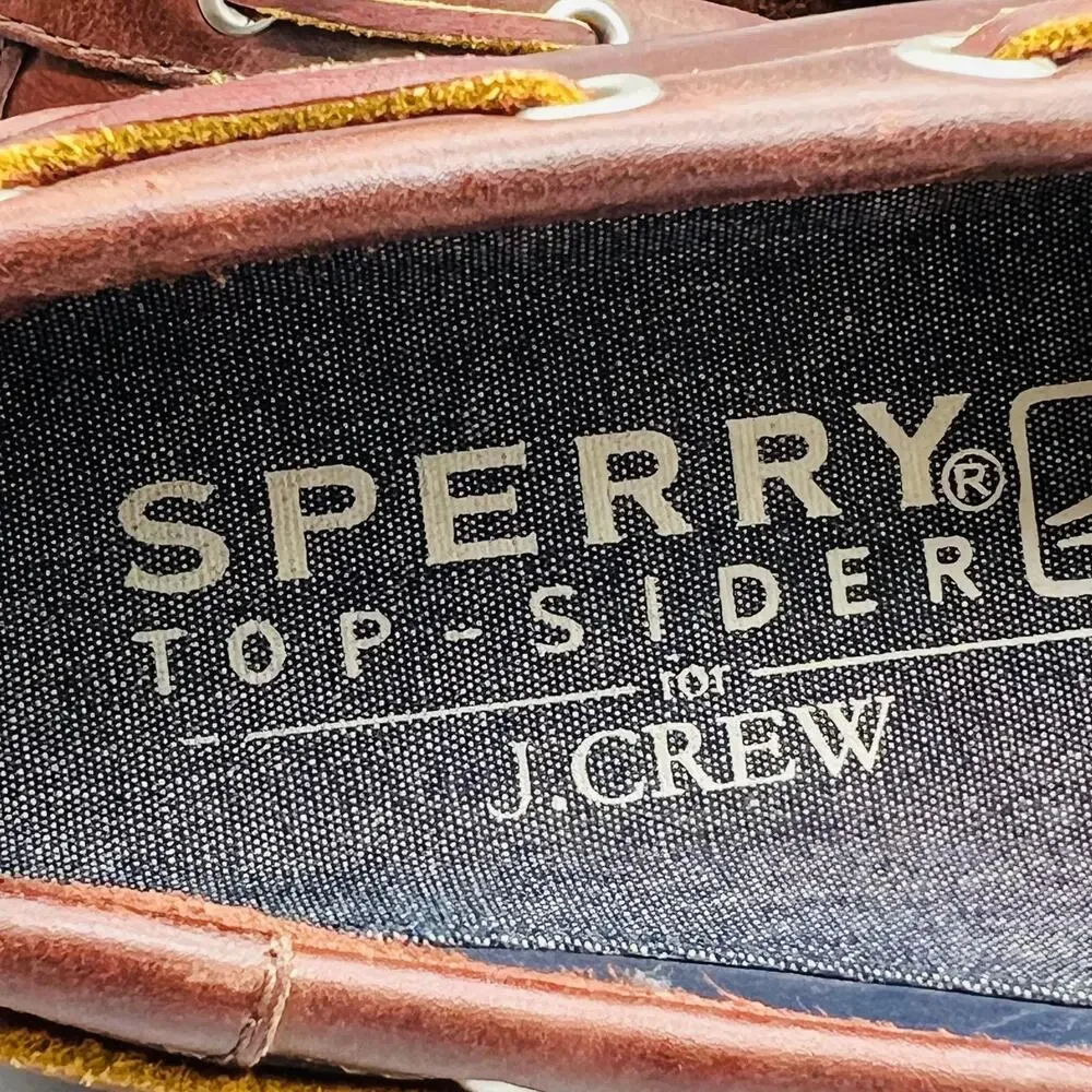 Sperry Shoes Mens 9.5 Brown Leather Top Sider J Crew Boat Moc Toe Casual Comfort